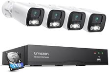 TMEZON Smart 4K 16CH Home Security Camera System, 4pcs Wired 5MP PoE IP Cameras Outdoor with Person Vehicle Detection, 4K 16CH NVR with 1TB HDD for 24-7 Recording, ZR08PA AU+1TB (ZR08PA)