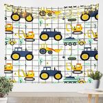 Erosebridal Kids Cartoon Car Tapestry Construction Tractor Wall Tapestry Truck Cartoon Car Tapestries Bedroom Living Room Decor Wall Hangings for Boys Toddler Man,59”x82”