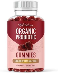 Probiotic Gummies for Adults | 5 Billion CFU, 60 Count | Help Support Gut & Gastrointestinal Health for Women & Men | USDA Certified Organic | Natural Strawberry Flavor | Vegan, Gluten-Free Probiotics