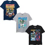 Disney Big Lightyear Boys 3-Pack T-Shirt Bundle Set, Black/Heather Grey/Navy, 14-16