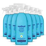 Method Bathroom Cleaner, Tub + Tile Cleaner Spray that Dissolves Mold, Mildew, and Soap Scum, Eucalyptus Mint Scent, 828 ml Spray Bottles, 8 Pack, Packaging May Vary