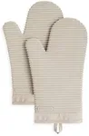 KITCHENAID Ribbed Soft Silicone Oven Mitt 2-Pack Set, Milkshake Tan, 7.5"x13"