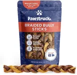 Pawstruck Natural 12” Braided Bully Sticks for Dogs - Tough Long Lasting, Rawhide Free, Low Odor, Healthy Single Ingredient Chew Treat for Aggressive Chewers - 5 Count - Packaging May Vary