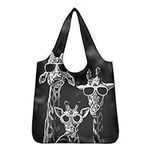 Pizding Large Reusable Grocery Bags Cool Giraffe Wearing Sunglasses Pattern Foldable Machine Washable Shopping Bags Bulk Storage Tote Bags Box Sturdy Lightweight for Men Women