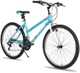 HILAND Bamcbase Womens Mountain Bike, 24 26 Inch 21 Speeds Hybrid Commuter Bicycle for Adults, Sport Hardtail Trail MTB Green