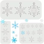 Patelai 3 Pcs Christmas Snowflake Silicone Moulds, Resin Moulds Varying Sizes for Epoxy Resin, 3D Crystal Resin Ornament Molds for DIY Xmas Tree Decoration Gift Pendant Mold Keychain(White)