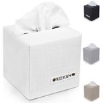 Stylish Tissue Box Cover - This White Linen Holder Instantly Covers Your Square Tissue Boxes - The Perfect Cube Cover for Your Bathroom and Home