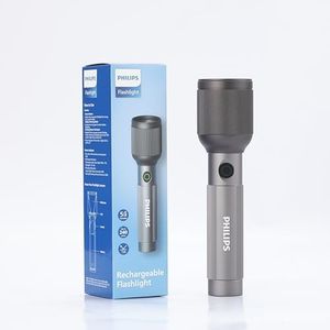 Philips Torch Light, 9W 2000mAh Handheld Flashlight Rechargeable and Stepless Dimming, 650 Lumens, 5 Lighting Mode, 450M Coverage, Portable Led Torch Light for Home, Camping, Hiking, Emergency
