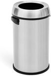 GAOMON 65L/17Gal Open Top Trash Can, Commercial Grade Heavy Duty Brushed Stainless Steel Outdoor Trash Can, Large Kitchen Trash Can, Round