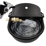 MasXirch Automatic Stainless Steel Waterer Bowl with Float Valve Water Trough Farm Grade for Horse Cattle Goat Sheep Dog (Without Drainage Hole)