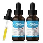 Twin Pack Spot On 50ml Natural Flea & Tick Repellent for Cats with Precision Pipette - Safe Herbal Extract Formula for Effective Defence