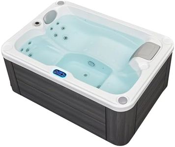 3 Person Outdoor Hot Tub, Acrylic Hard Shell Bathtub with 16 Hydro Jets, 2 Speakers, LED Lights, Dual Speed Pump, Ozonator & Cover, 3500W Fast Heating Above Ground Spa Machine (1 Lounger 2 Seats)
