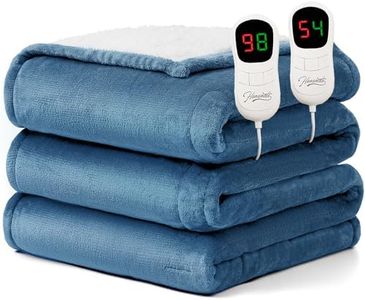 Homemate Electric Heated Blanket King - 100"x90" Heating Blanket King Size Dual Control 1/2/4/6/8 Hours Auto-Off 10 Heat Level Heat Blanket Over-Heat Protection Flannel Sherpa ETL Certification