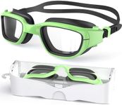 Zeligerstar Kids Swim Goggles,Swimming Goggles for Kids 6-14, Anti-Fog UV Protection Pool Goggles for Boys Girls (Green/Black+Clear Lens)