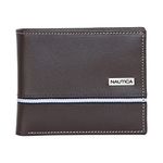 Nautica Logo Ribbon Leather Wallet, Brown, OSFA