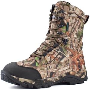 R RUNFUN Men's Hunting Boots, Camouflage Waterproof Insulated Winter Boots, Lightweigh, Durable and Anti-slip Outdoor Hunting Shoes for Trekking Climbing Working, Green, 9.5