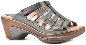 White Mountain Shoes Valencia Women's Clog Sandal, Pewter/Met/Smooth, 11