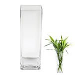 ASSRECT Vases for Flowers 40cm Tall Glass Vase Large Clear Square Vase for Centerpieces Decorative Flowers Vase Minimalist Style Decor for Home Kitchen Office Wedding Party Decorations