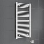 DuraTherm® 1100 x 500mm Staight Electric Heated Towel Rail Radiator Bathroom Warmer Wall Mounted Ladder Rad, Manual 250W White
