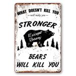 Ykhijet Retro Vintage Funny 8"x12" Bear Metal Aluminum Sign Garage Kitchen Decor Bar Pub Club Cafe Home Restaurant Wall Decor Art Sign Post Gifts for Man