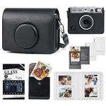 CAIYOULE Camera Case for Fujifilm Instax Mini EVO, Fuji Mini EVO Case Bag with Mini Photo Pouch, Album, Frames, Screen Protector Accessories Kit - Vintage Black