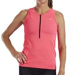 Zoot Women’s Core Tri Tank – Women’s Performance Triathlon Tank Top with 3 Back Pockets, Mesh Panels, and Cam Lock Zipper, Blush, Large