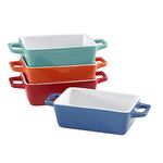 Vencier 4x Set of Mini Stoneware Rectangular Coloured Small Oven to Table Baking Dish - Multi-Purpose Cookware for Lasagne, Pies, Casseroles, Tapas, and Beyond!