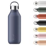 Chilly's Series 2 Water Bottle - Vacuum Insulated Stainless Steel Water Bottle with Soft Collar & Carry Loop, Thermal Flask for Hot & Cold Drinks - Leak Proof, No Sweat - Whale Blue, 500ml