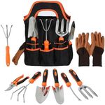 Garden Tool Set, PCIUGXVN 8-Piece Stainless Steel Heavy Duty Gardening Tool Set, with Non-Slip Rubber Grip, Storage Tote Bag, Outdoor Hand Tools, Garden Tool Kit Gifts Box for Women