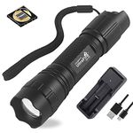 ULTRAFIRE 850nm IR Illuminator Adjustable Focus LED IR Flashlight Infrared Light,Stepless Dimming Hunting Flashlight for Night Vision Devices,Infrared Illuminator Torch with Charger and UFB26