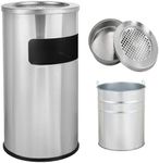 Hiteemer Outdoor Trash Can with Lid Round, Stainless Steel Garbage Can Waste Bin with Removable Inner Barrel Dome for Indoor,Home,Office,Restaurant,Patio,Garden,Kitchen(Sliver)