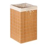 Honey-Can-Do Bamboo Wicker Laundry Hamper with Removable Canvas Bag HMP 01620 Natural, 25 Inch Tall