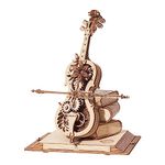 ROKR 3D Wooden Model Kits for Adult to Build Magic Cello Music Box Mechanical Model Assembly Wooden Puzzle Birthday Gifts for Teens and Adults