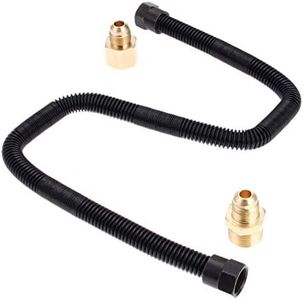 Aupoko Gas Line Connector Kit, 1/2" X 24" Non-Whistle 304 Stainless Steel Fireplace Gas Connector, Male Flare x 1/2" NPT Female Corrugated Pipe Fit for LPG & NG Propane Fire Pit Hose & Fireplace