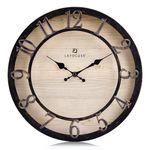 Lafocuse Silent Black Rustic Farmhouse Wall Clock with Raised 3D Arabic Numerals for Home Decor 12 Inch, Battery Operated Shabby Chic Kitchen Wall Clocks Decorative for Living Room Bedroom Office