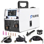 FLARING MIG Welder,155Amp MIG Welder Machine 3 IN1 MIG Gasless Flux Core Welder Flux MIG/Lift TIG/Stick 120V/240V with Large LED Digital Display Mig Welding IGBT Inverter Welder with Synergy Portable