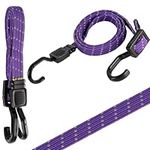 Belle Vous Rubber Bungee Cord with Metal Hooks (2 Pack) -1.6m / 160cm Adjustable Weatherproof Elastic Straps - Heavy-Duty Cords for Securing Tarps, Luggage & More