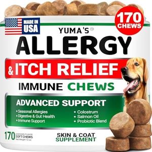 YUMA'S Dog Allergy Relief Chews - Dog Itching Skin Relief Treatment Pills - 170 Treats - Anti-Itch for Dogs - Itchy and Paw Licking - Dry Skin & Hot Spots - Omega 3 Fish Oil - Skin & Coat Supplement