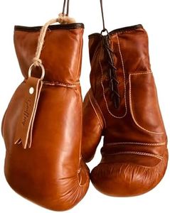 Geoffrey TAN Leather Vintage Boxing Gloves with Leather Laces | 12oz | Retro (Tan), Large