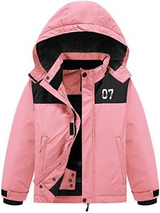 FREE SOLDIER Boys Girls Waterproof Ski Jacket Fleece Lined Warm Winter Snow Coat Kids Winter Jacket with Detachable Hood(Coral Pink,14-16/Girl)