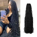 FFDDear 30Inch 5Packs Extended Faux Locs Crochet Hair Black Soft Locs Crochet Braids Distressed Natural Locs Pre Looped Synthetic Hair (30 Inch, 5Packs, 1B)