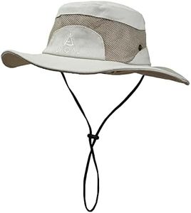 JAOAJ Mens Sun Hat Wide Brim Summer Safari Hat, Cotton Fishing Boonie Hat UV Hats, Breathable Mesh Bucket Gardening Hats with Adjustable Chin String