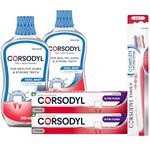 Corsodyl Gum Care Bundle for Healthy Gums: 2X Ultra Clean, 2X Daily Mouthwash Cool Mint 500ml, 1x Daily Toothbrush Soft