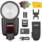 GODOX V1 Pro O V1Pro O Round Head TTL Flash Speedlite Compatible for Olympus Panasonic, 2980mAh Li-ion Battery, Detachable Sub Flash Speedlite Support Type-C, M/TTL Flash Mode