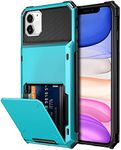 Vofolen Case for iPhone 11 Case Wallet 4-Card Holder ID Slot Flip Door Hidden Pocket Anti-Scratch Dual Layer Hybrid TPU Bumper Armor Protective Hard Shell Back Cover for iPhone 11 6.1-inch Sky Blue