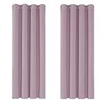 Deconovo Pink Curtains Thermal Insulated Eyelet Blackout Curtains for kids 46 x 54 Inch Pink Lavender 2 Panels