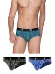 XYXX Men's Modal Slim Geometric Briefs (Pack of 3) (XYBRF_R5_03_Aqua Strokes Blue + Prism Grey_M)