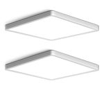 2 Pack 12Inch LED Ceiling Light Flush Mount Fixture, 24W, 3200LM, 5000K Daylight White, IP40, Slim Flat Panel Lighting Fixture, Low Profile Square Ceiling Lamp for Kitchens, Stairwells, Bedrooms.etc.