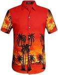 Hawaiian Shirt for Men, Flamingo Shirt, Tropical Shirts for Men Summer Short Sleeve Button Down (4X-Large, Red)