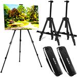 Nicpro 2 Pack Artist Easel Stand, Adjustable Height 17" to 66" Aluminum Metal Tripod Easel for Table Top & Floor, Painting Easel for Display, Posters, Signs Artwork & Trade Exhibitions with Bag- Black